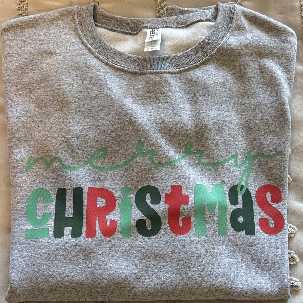 Jerzees Gray Christmas Sweatshirt Dtf Nwot